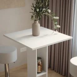 Bartisch-Set Repose Weiß 65 x 65 cm mit 2 Barhockern Vicco