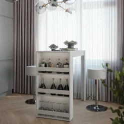 Bartisch-Set Repose Weiß 57 x 117 cm mit 2 Barhockern Vicco