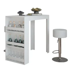 Bartisch-Set Repose Weiß 57 x 117 cm mit 2 Barhockern Vicco