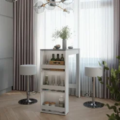 Bartisch-Set Repose Weiß/Anthrazit 45 x 110 cm mit 2 Barhockern Vicco