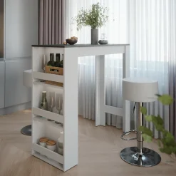 Bartisch-Set Repose Weiß/Anthrazit 45 x 110 cm mit 2 Barhockern Vicco