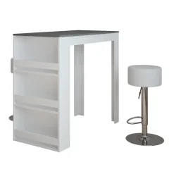 Bartisch-Set Repose Weiß/Anthrazit 57 x 117 cm mit 2 Barhockern Vicco