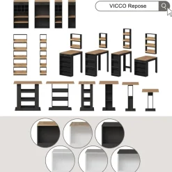 Bartisch-Set Repose Weiß/Anthrazit 57 x 117 cm mit 2 Barhockern Vicco