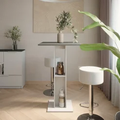 Bartisch-Set Repose Weiß/Anthrazit 65 x 65 cm mit 2 Barhockern Vicco