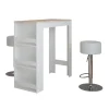 Bartisch-Set Repose Weiß/Sonoma 45 x 110 cm mit 2 Barhockern Vicco