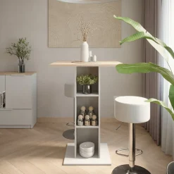 Bartisch-Set Repose Weiß/Sonoma 75 x 75 cm mit 2 Barhockern Vicco