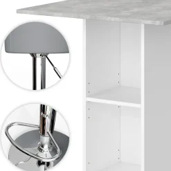 Bartisch-Set Rodeo Beton 70 x 70 cm mit 2 Barhockern Vicco