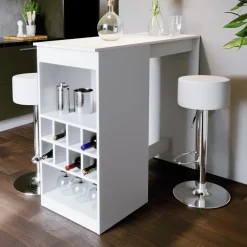 Bartisch-Set Ross Weiß 115 x 50 cm mit 2 Barhockern Vicco