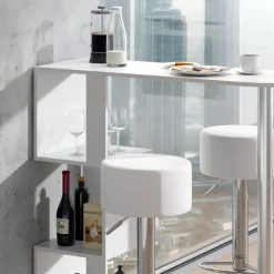 Bartisch-Set Vincent Weiß 113 x 39.8 cm mit 2 Barhockern Vicco