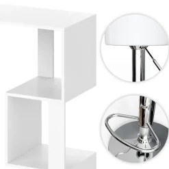 Bartisch-Set Vincent Weiß 113 x 39.8 cm mit 2 Barhockern Vicco