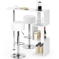 Bartisch-Set Vincent Weiß 113 x 39.8 cm mit 2 Barhockern Vicco