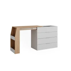 Basteltisch Iva Weiß 95.5 x 80 cm ausklappbar, 4 Schubladen Vicco