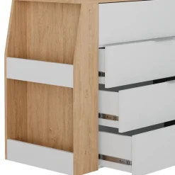 Basteltisch Iva Weiß 95.5 x 80 cm ausklappbar, 4 Schubladen Vicco