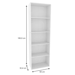 Bücherregal Bob Weiß 60 x 190 cm mit 5 Fächern Vicco