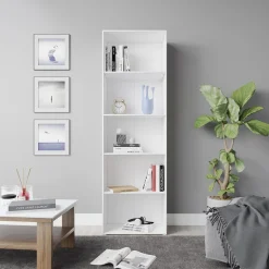 Bücherregal Bob Weiß 60 x 190 cm mit 5 Fächern Vicco