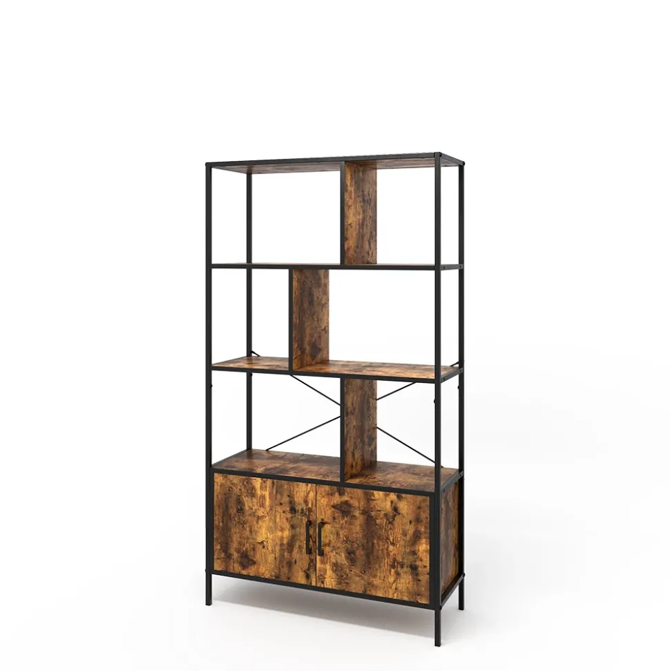 Bücherregal Fyrk Eiche rustikal 80 x 146.5 cm mit 2 Türen Vicco