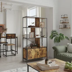 Bücherregal Fyrk Eiche rustikal 80 x 146.5 cm mit 2 Türen Vicco