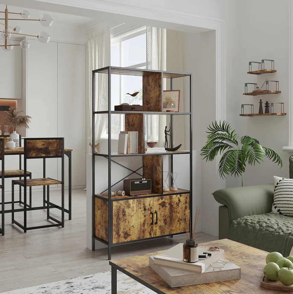 Bücherregal Fyrk Eiche rustikal 80 x 146.5 cm mit 2 Türen Vicco