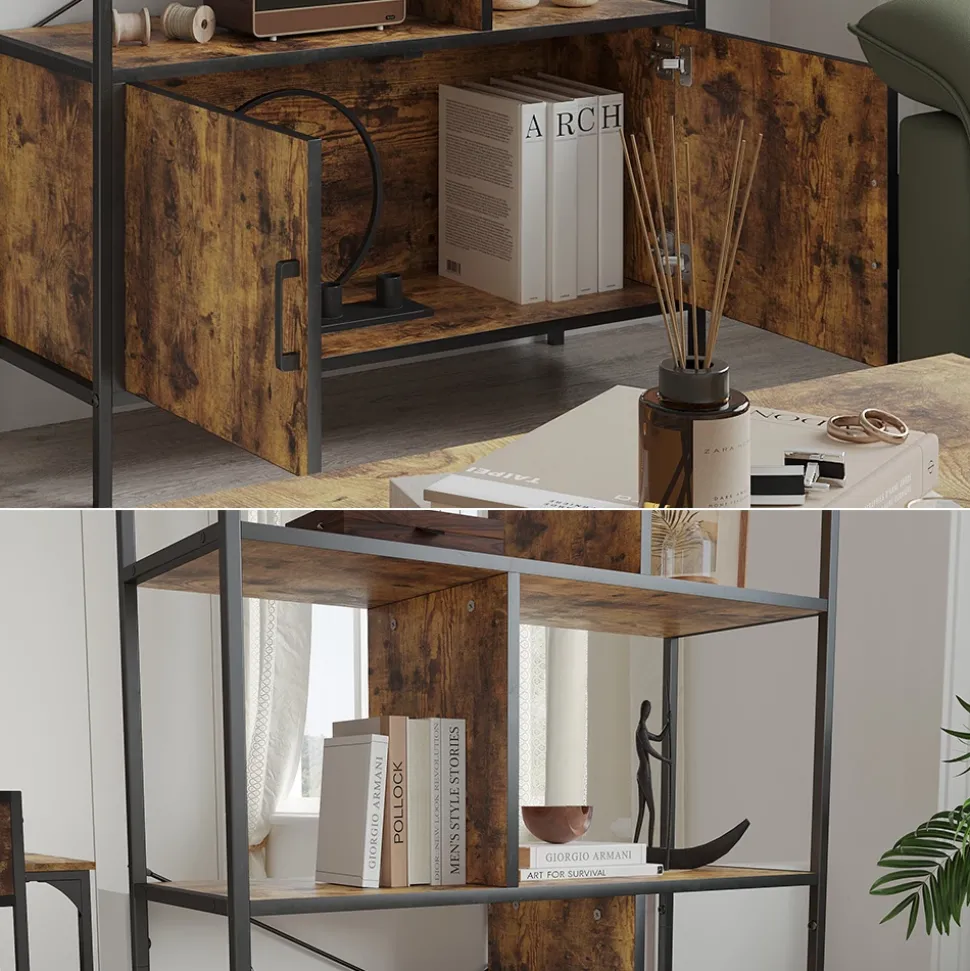 Bücherregal Fyrk Eiche rustikal 80 x 146.5 cm mit 2 Türen Vicco