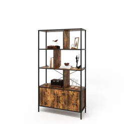 Bücherregal Fyrk Eiche rustikal 80 x 146.5 cm mit 2 Türen Vicco