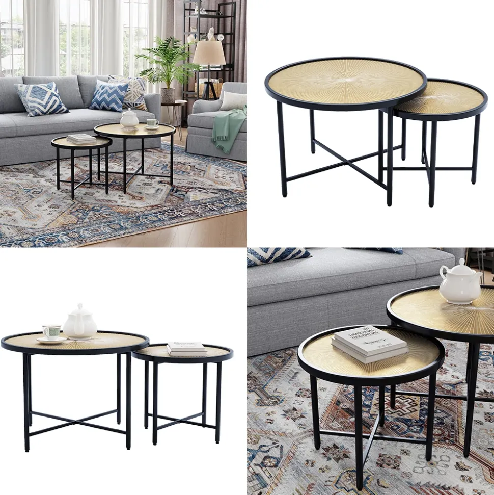 Beistelltisch-Set Winnipeg Holz 62 x 62 cm 2 Teile Vicco