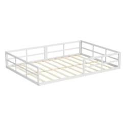 Bodenbett aus Metall Minno Weiß 205 x 145 cm ohne Matratze Vitalispa