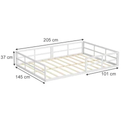 Bodenbett aus Metall Minno Weiß 205 x 145 cm ohne Matratze Vitalispa