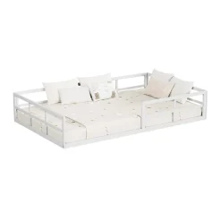 Bodenbett aus Metall Minno Weiß 120x200 mit Matratze Vitalispa