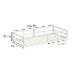 Bodenbett aus Metall Minno Weiß 205 x 95 cm ohne Matratze Vitalispa