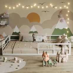 Bodenbett aus Metall Minno Weiß 205 x 125 cm ohne Matratze Vitalispa