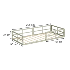 Bodenbett aus Metall Minno Greige 205 x 95 cm ohne Matratze Vitalispa