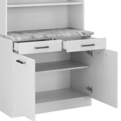 Buffetschrank R-Line Weiß Hochglanz 100 cm , AP Marmor Vicco