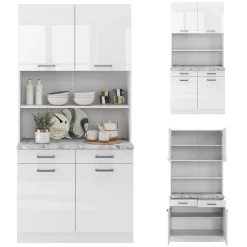 Buffetschrank R-Line Weiß Hochglanz 100 cm , AP Marmor Vicco