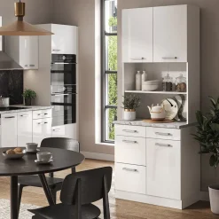 Buffetschrank R-Line Weiß Hochglanz 80 cm , AP Marmor Vicco