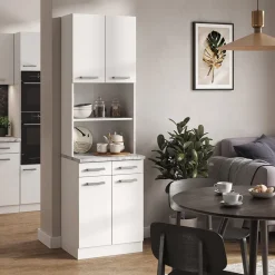 Buffetschrank R-Line Weiß Hochglanz 60 cm , AP Marmor Vicco