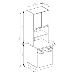 Buffetschrank R-Line Weiß Hochglanz 60 cm , AP Marmor Vicco