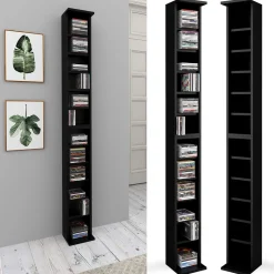 Cd-Regal Schwarz 21 x 183.6 cm Groß Vicco