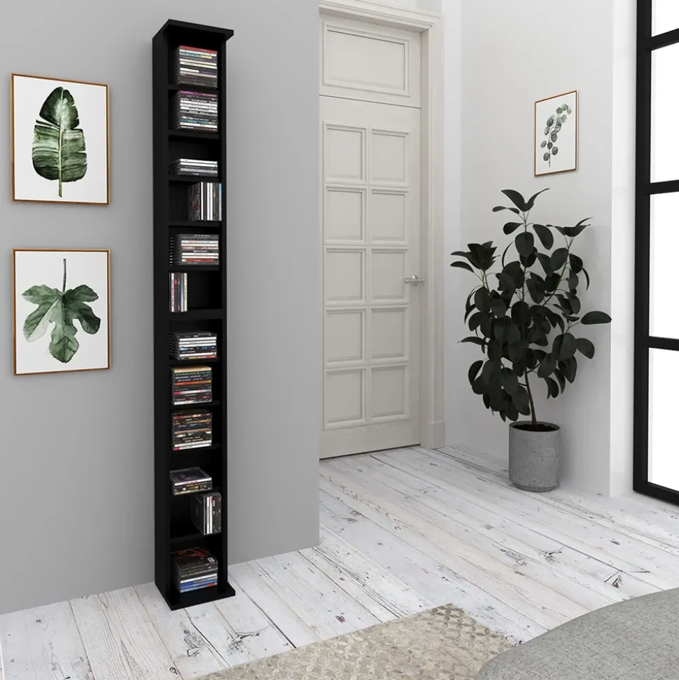 Cd-Regal Schwarz 21 x 183.6 cm Groß Vicco