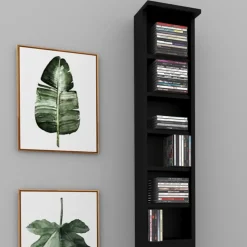 Cd-Regal Schwarz 21 x 183.6 cm Groß Vicco