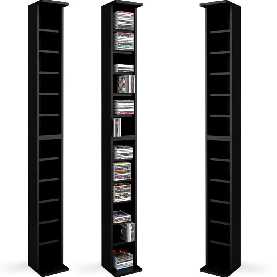 Cd-Regal Schwarz 21 x 183.6 cm Groß Vicco