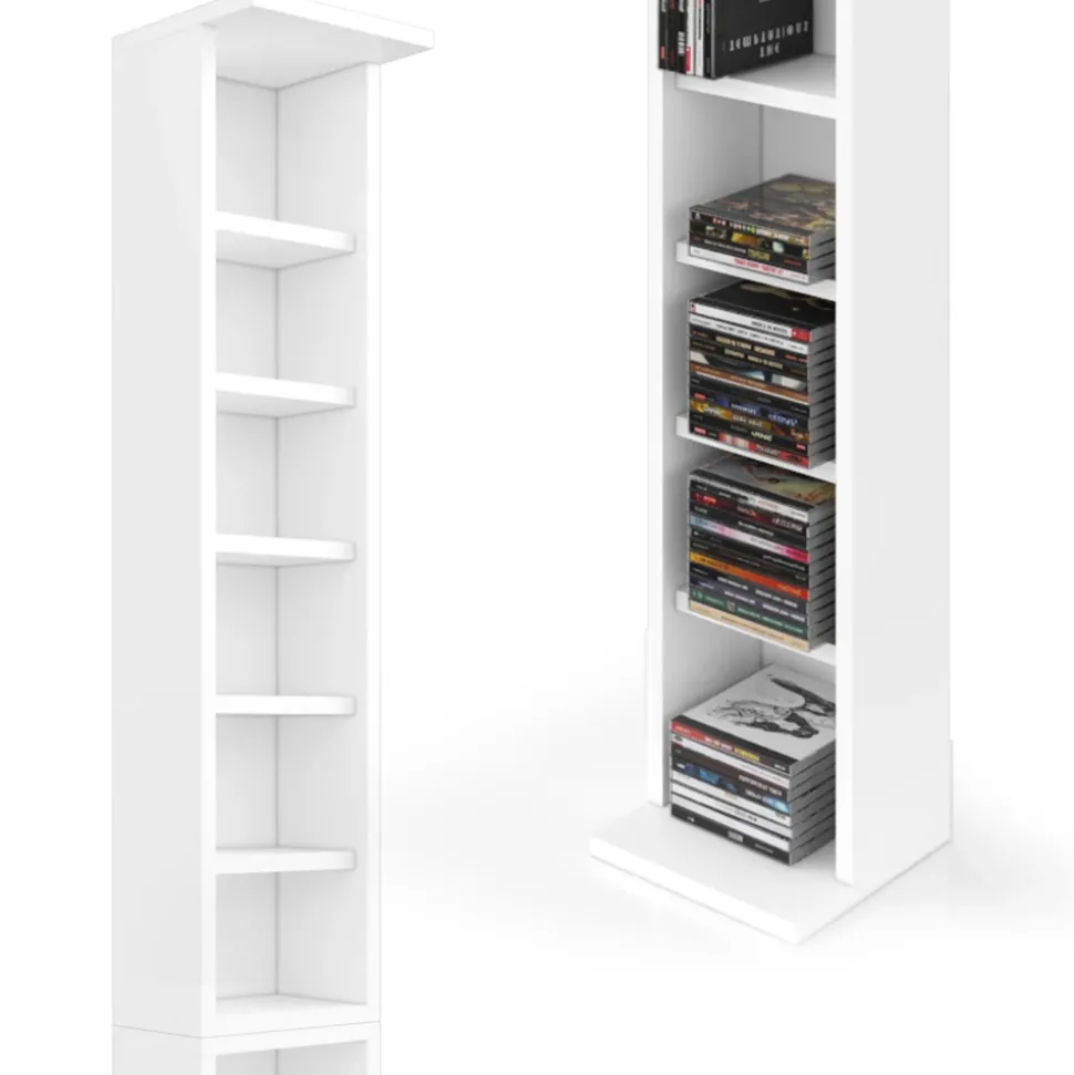 Cd-Regal Weiß 21 x 183.6 cm Groß 2er set Vicco