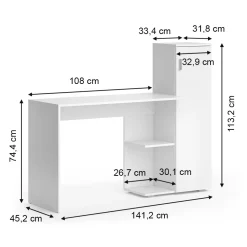 Computertisch Ritz Weiß 141.2 x 45.2 cm Vicco