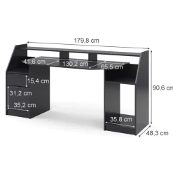 Computertisch Joel Schwarz 179.8 x 65.5 cm Vicco