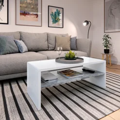 Couchtisch Beton/Weiß 99.6 x 39.8 cm Vicco