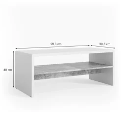 Couchtisch Beton/Weiß 99.6 x 39.8 cm Vicco