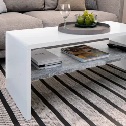 Couchtisch Beton/Weiß 99.6 x 39.8 cm Vicco