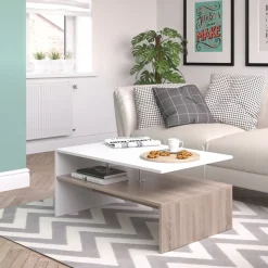 Couchtisch Amato Weiß/Sonoma 90 x 60 cm Vicco