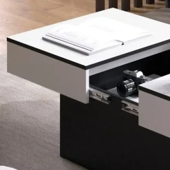 Couchtisch Boto Schwarz 95 x 58 cm Ausziehbar Vicco