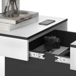 Couchtisch Boto Schwarz 95 x 58 cm Ausziehbar Vicco