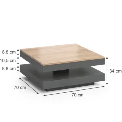 Couchtisch Elias Anthrazit 70 x 70 cm Vicco